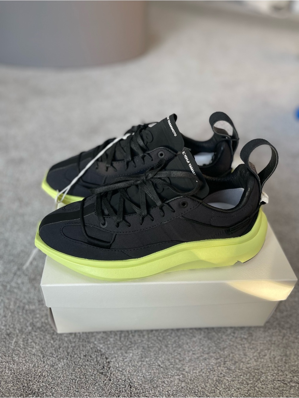 Y-3 Shiku Run Black with Neon Yellow Heel